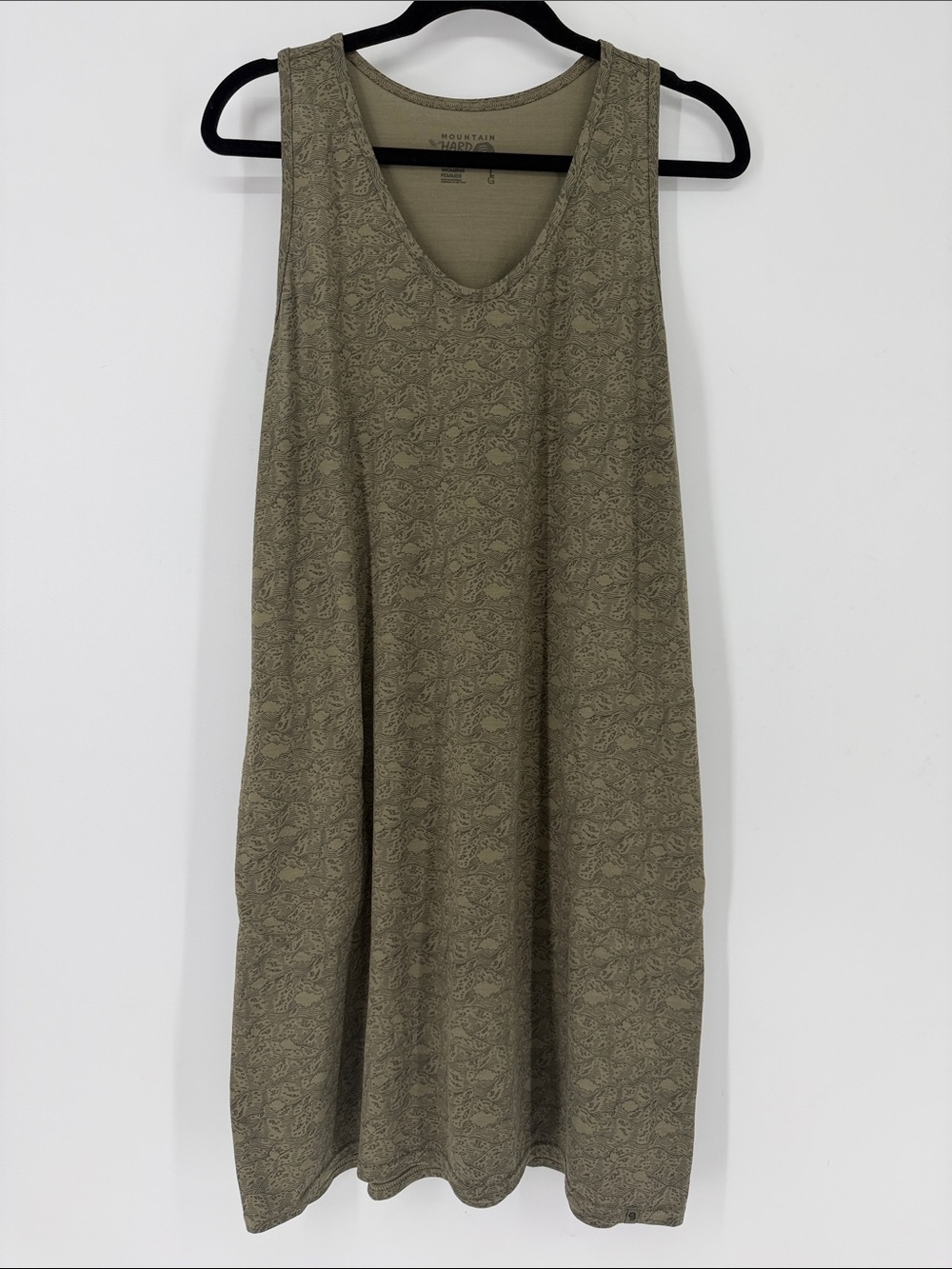 Mountain Hardwear Women’s Large Olive Green Printed Tank Dress Pockets
